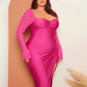 SHEIN Fuchsia Long Sleeve Dress